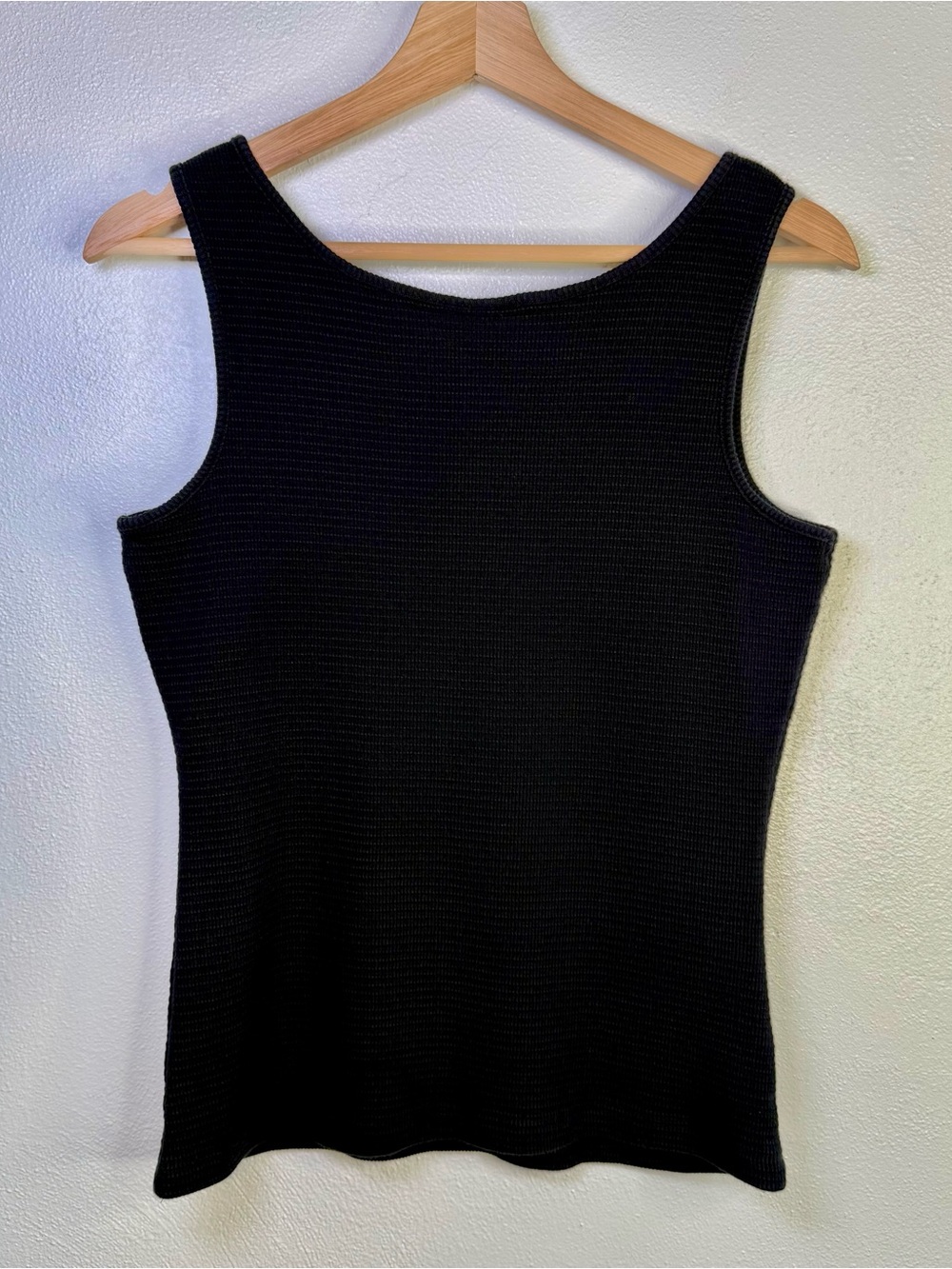 Bisou Bisou Women's Vintage Y2K Black Ribbed Knit Fitted Boho Tank Top Size XL - Picture 11 of 16